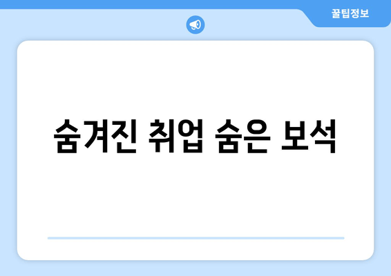 숨겨진 취업 숨은 보석
