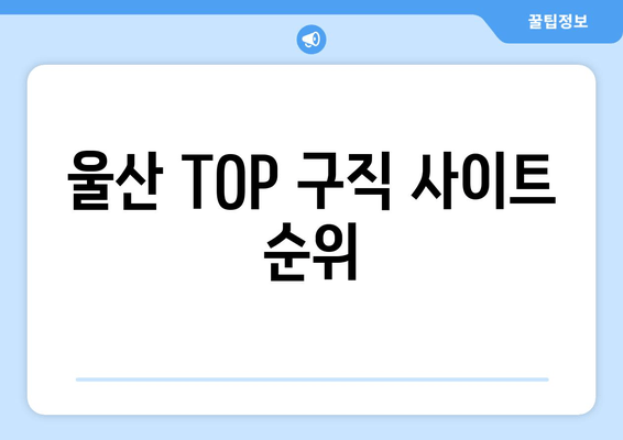 울산 TOP 구직 사이트 순위