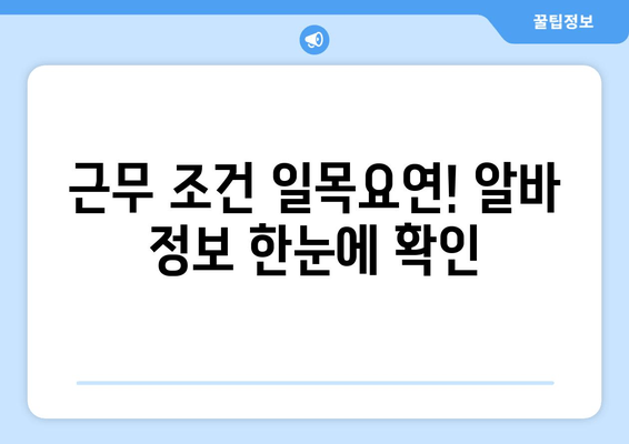 근무 조건 일목요연! 알바 정보 한눈에 확인