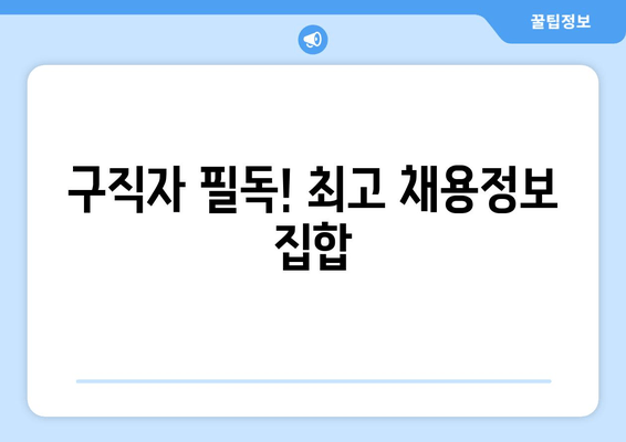 구직자 필독! 최고 채용정보 집합