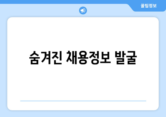 숨겨진 채용정보 발굴