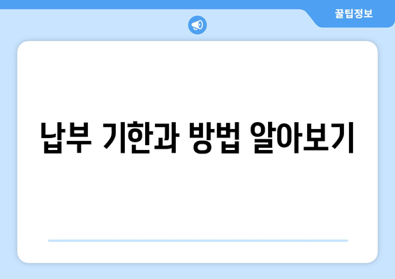 납부 기한과 방법 알아보기