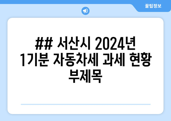 ## 서산시 2024년 1기분 자동차세 과세 현황 부제목