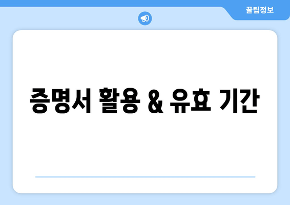 증명서 활용 & 유효 기간