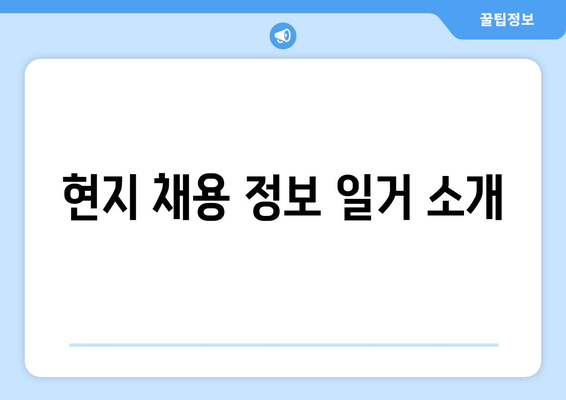 현지 채용 정보 일거 소개