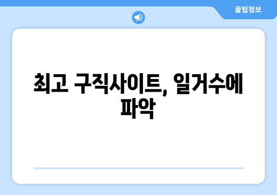 최고 구직사이트, 일거수에 파악