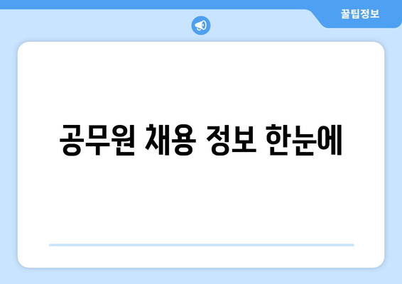 공무원 채용 정보 한눈에