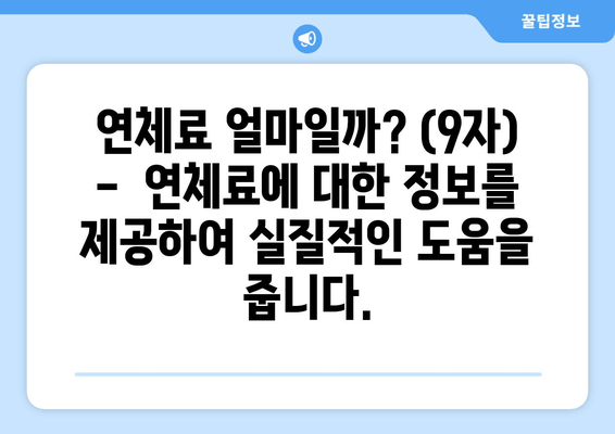 연체료 얼마일까? (9자) -  연체료에 대한 정보를 제공하여 실질적인 도움을 줍니다.