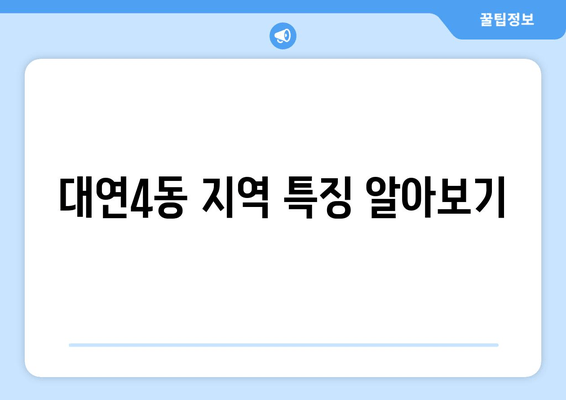 대연4동 지역 특징 알아보기