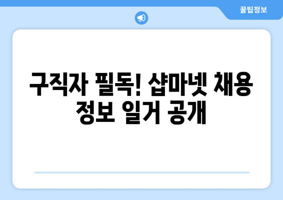 구직자 필독! 샵마넷 채용 정보 일거 공개