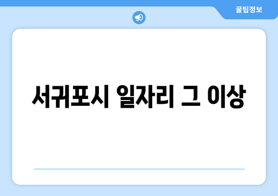 서귀포시 일자리 그 이상