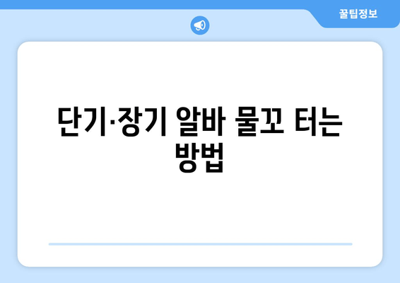 단기·장기 알바 물꼬 터는 방법