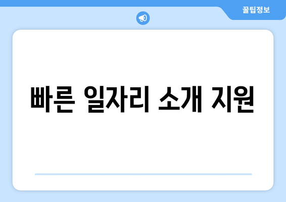 빠른 일자리 소개 지원