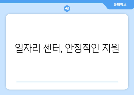 일자리 센터, 안정적인 지원