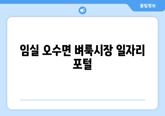 임실 오수면 벼룩시장 일자리 포털