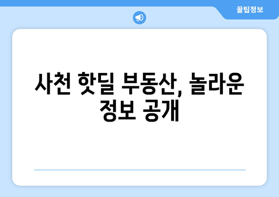 사천 핫딜 부동산, 놀라운 정보 공개