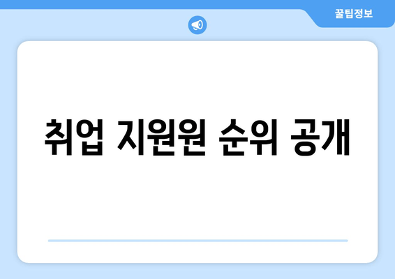 취업 지원원 순위 공개
