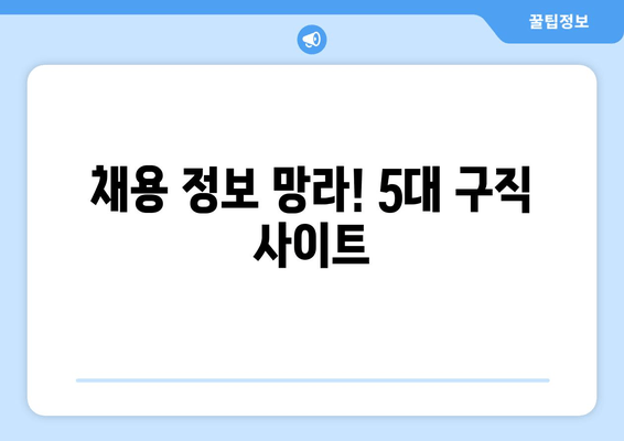 채용 정보 망라! 5대 구직 사이트