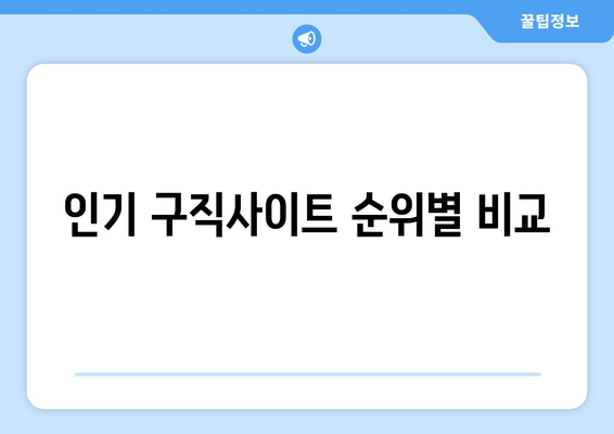 인기 구직사이트 순위별 비교