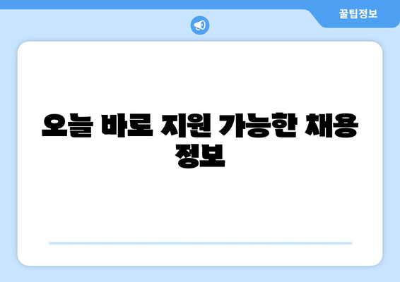 오늘 바로 지원 가능한 채용 정보