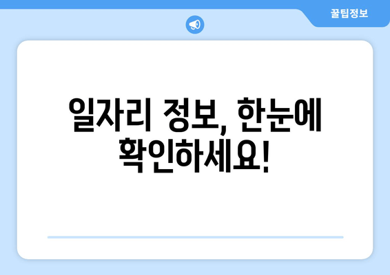 일자리 정보, 한눈에 확인하세요!