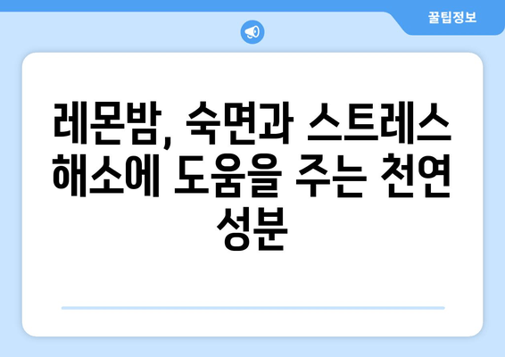 수면과 스트레스, 레몬밤 데일리 플러스가 해답일까요? | 수면 개선, 스트레스 완화, 레몬밤 효능, 건강 정보