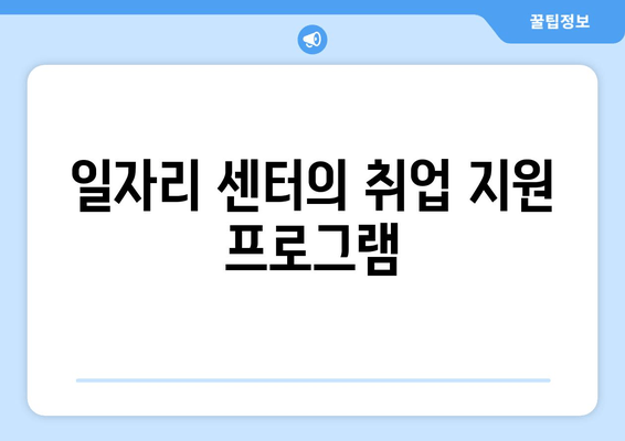 일자리 센터의 취업 지원 프로그램