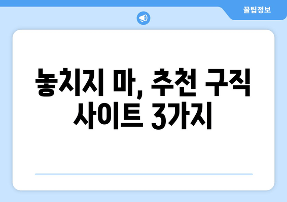 놓치지 마, 추천 구직 사이트 3가지