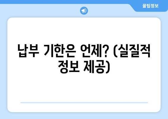 납부 기한은 언제? (실질적 정보 제공)