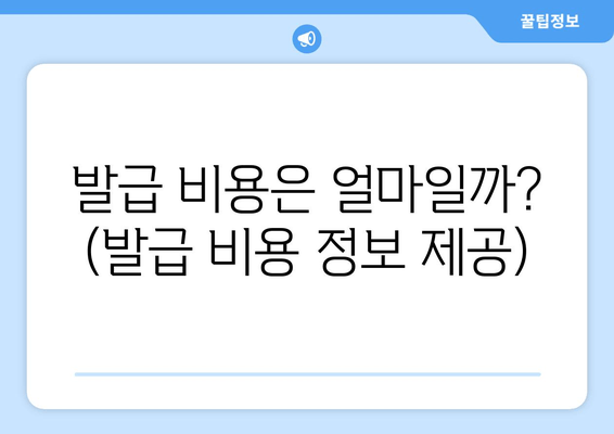 발급 비용은 얼마일까? (발급 비용 정보 제공)