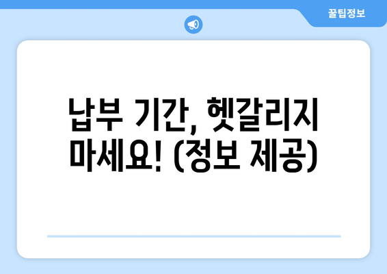 납부 기간, 헷갈리지 마세요! (정보 제공)