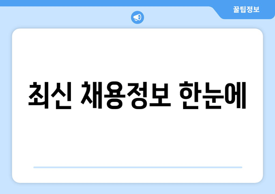최신 채용정보 한눈에