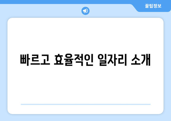 빠르고 효율적인 일자리 소개