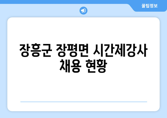 장흥군 장평면 시간제강사 채용 현황