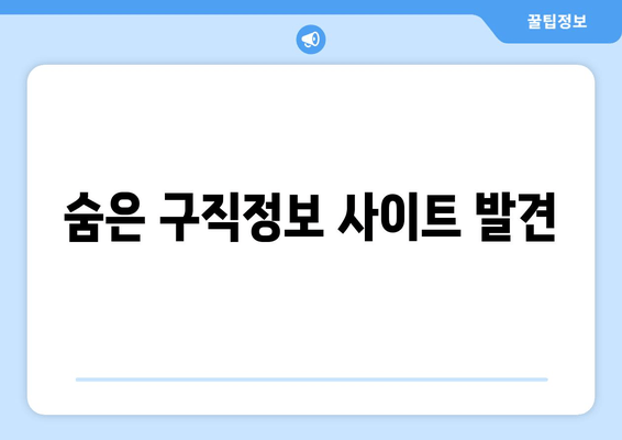 숨은 구직정보 사이트 발견
