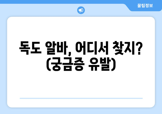 독도 알바, 어디서 찾지? (궁금증 유발)