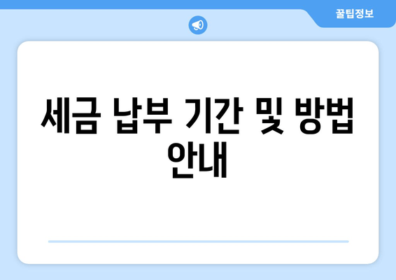 세금 납부 기간 및 방법 안내