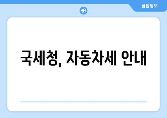 국세청, 자동차세 안내