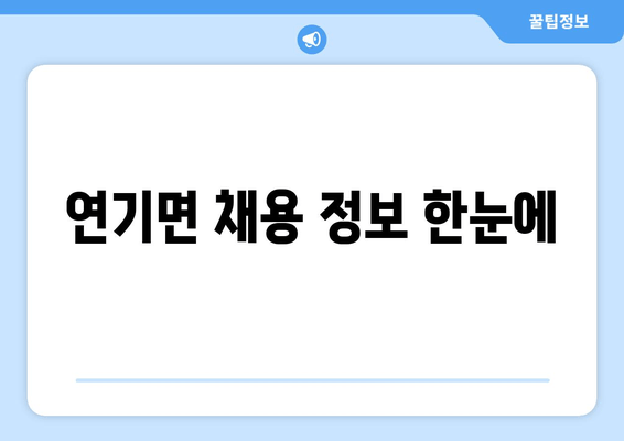 연기면 채용 정보 한눈에