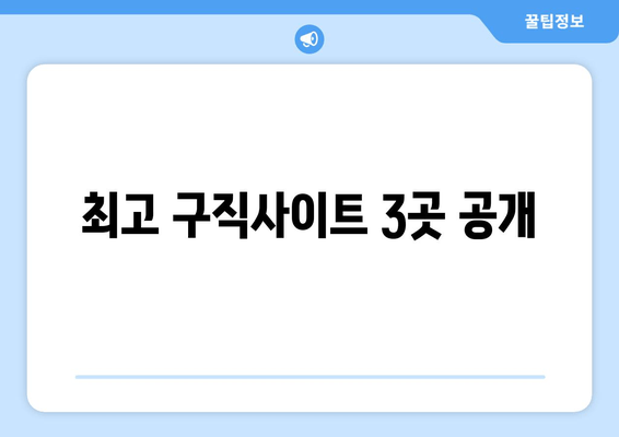 최고 구직사이트 3곳 공개