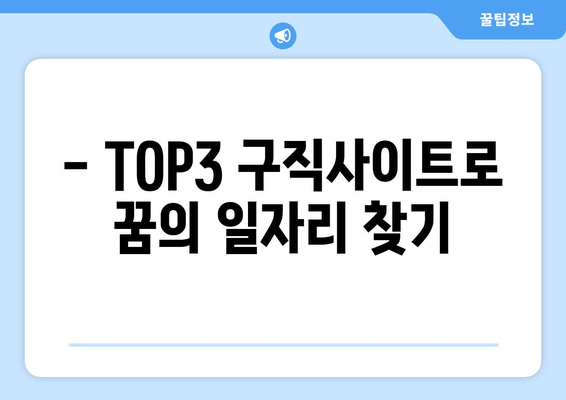 - TOP3 구직사이트로 꿈의 일자리 찾기