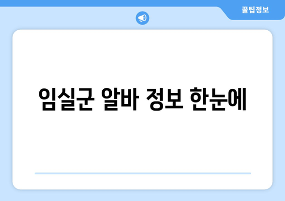 임실군 알바 정보 한눈에