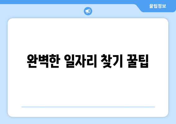 완벽한 일자리 찾기 꿀팁