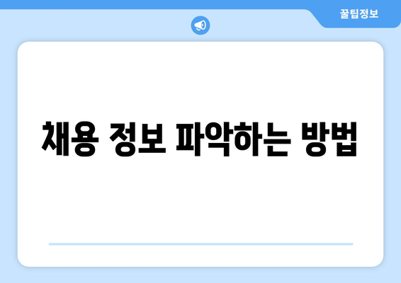 채용 정보 파악하는 방법