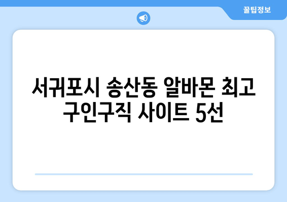 서귀포시 송산동 알바몬 최고 구인구직 사이트 5선