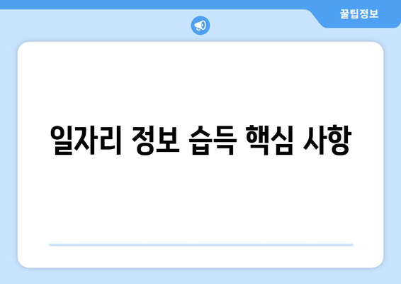 일자리 정보 습득 핵심 사항