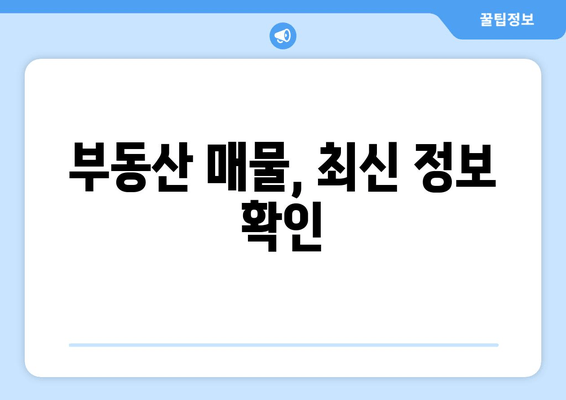 부동산 매물, 최신 정보 확인