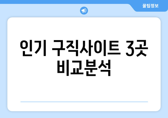 인기 구직사이트 3곳 비교분석
