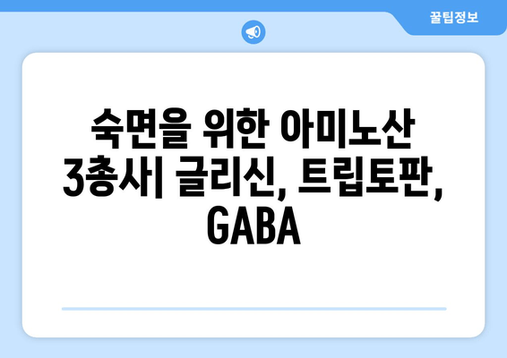 수면 개선을 위한 3가지 아미노산| 글리신, 트립토판, GABA | 수면 보충제, 숙면, 불면증 해결