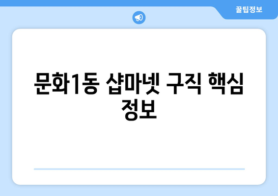 문화1동 샵마넷 구직 핵심 정보